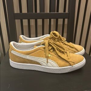 Puma Suede Sneakers in Mustard and White